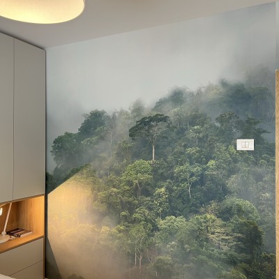 Foto tapet 3D Misty Forest, personalizat, Rebel Walls, Fototapet living 