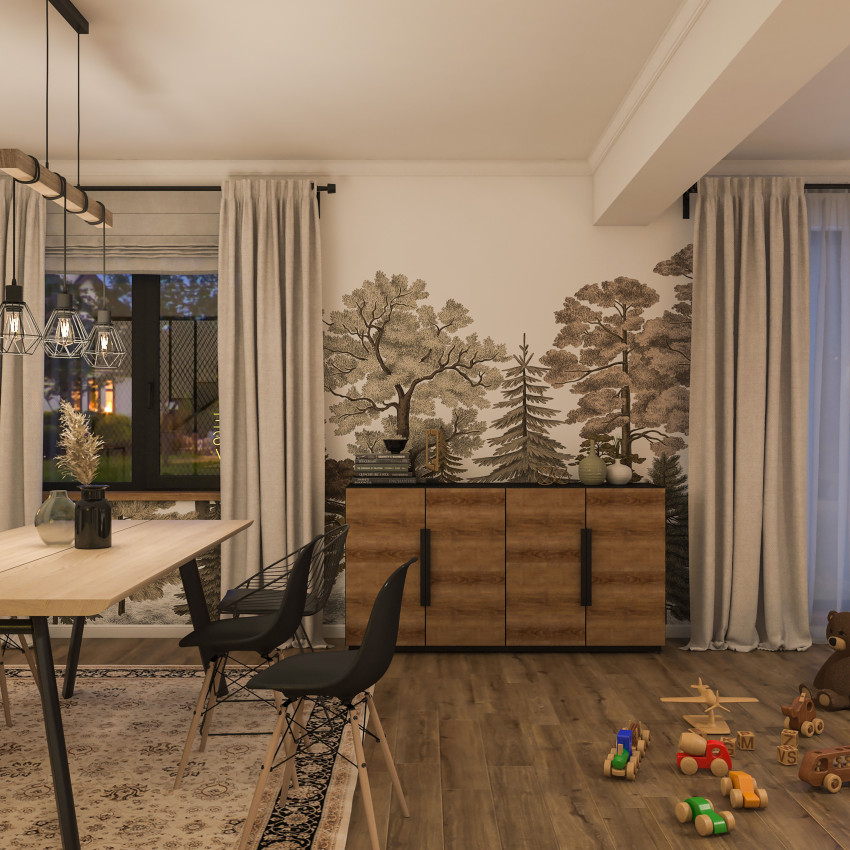 Tapet 3D Scandinavian Bellewood, Fall, cu aspect de padure.