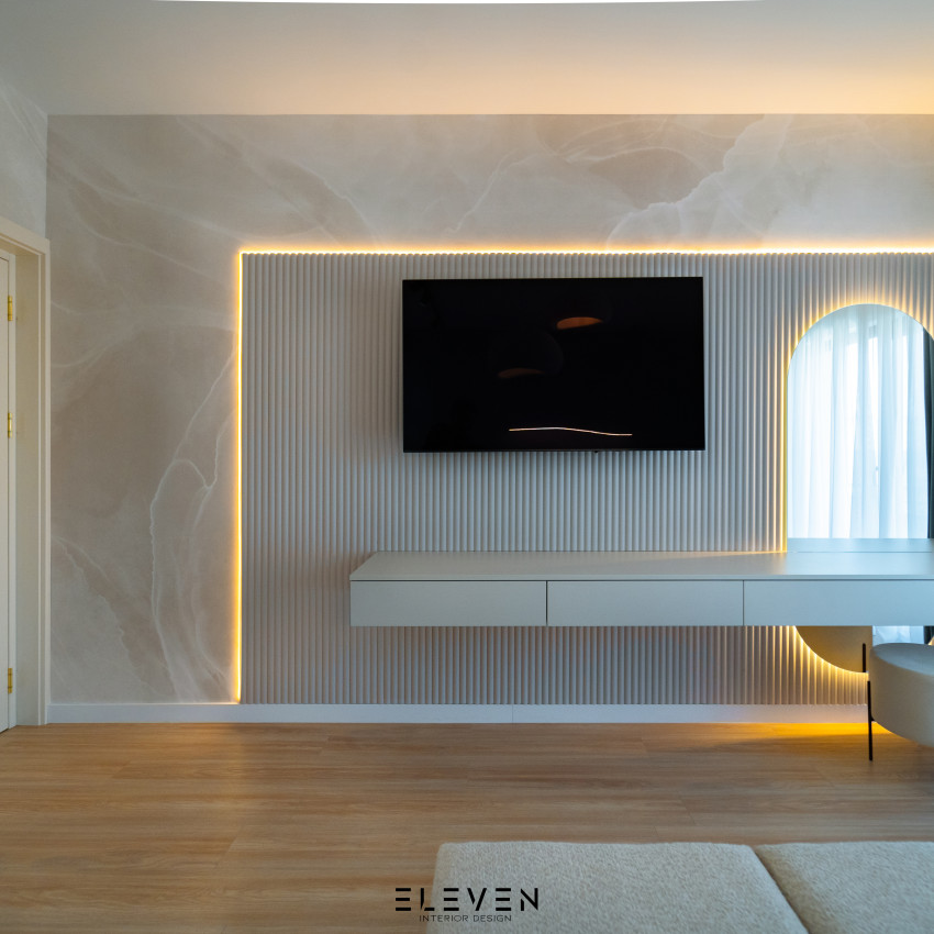 Tapet cu aspect de marmură Marble Breeze Ivory, cu design modern și elegant, în nuanțe de fildeș