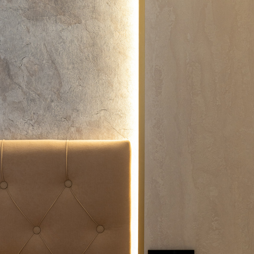 Tapet texturat cu aspect de piatră într-un decor interior