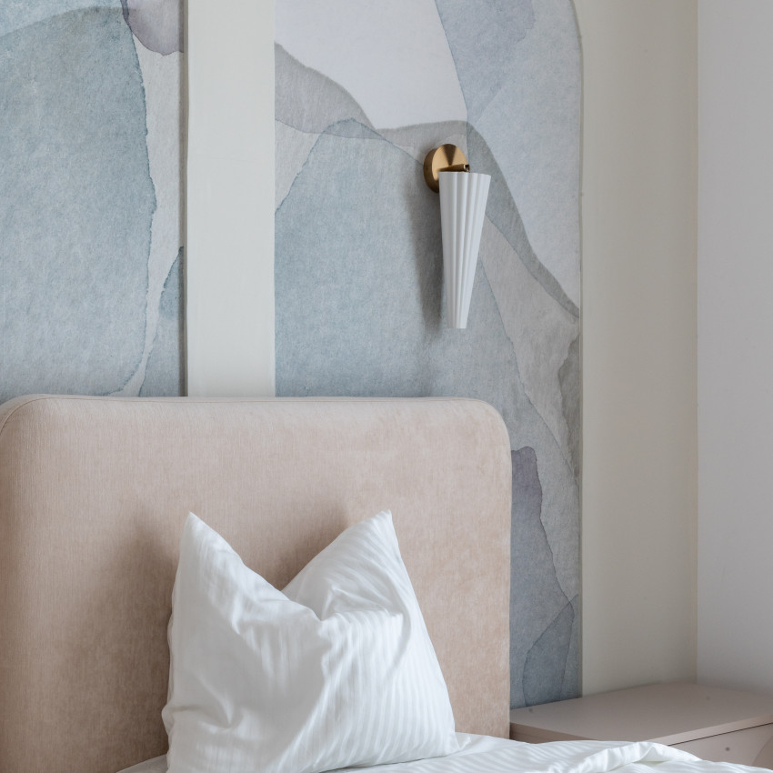 Tapet decorativ cu model abstract în nuanțe de albastru și verde