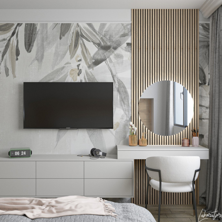 Fototapet Sicilienne, Variant 2 cu flori delicate gri si bej