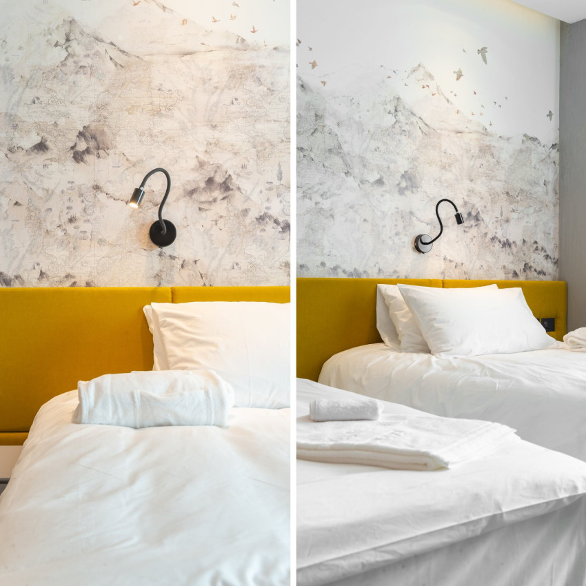 Tapet designeri cu motiv montan in living modern