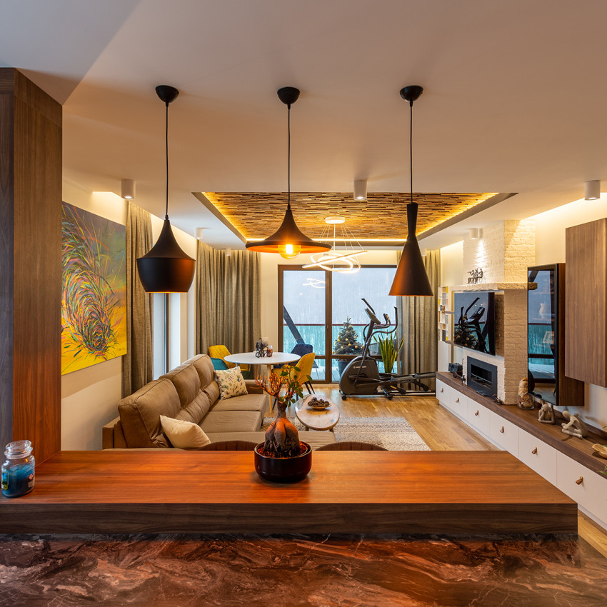Panouri decorative 3D din lemn aplicate pe perete