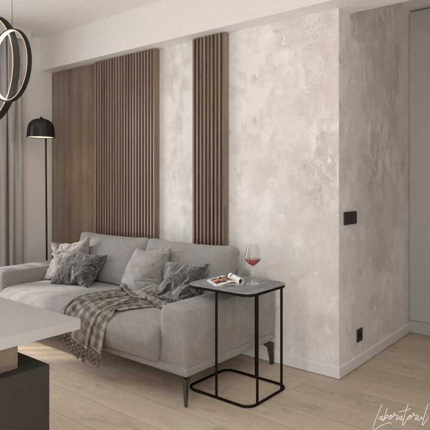 Imagine cu un wallpaper gri minimalist, cu aspect de beton.