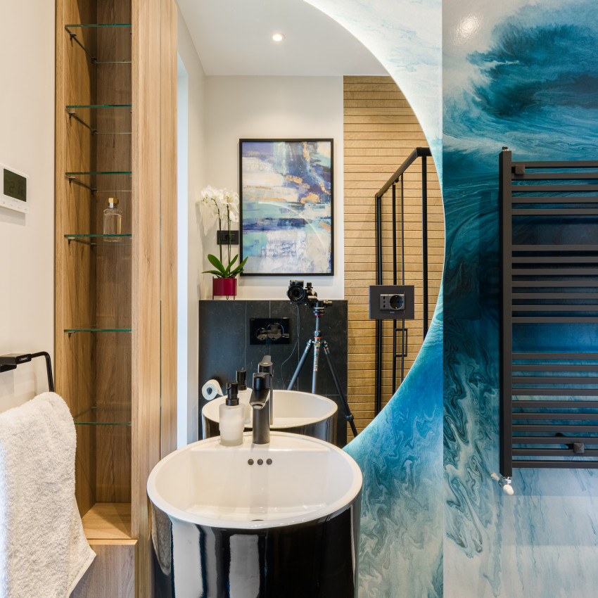 Fototapet cu valuri teal pentru decor interior