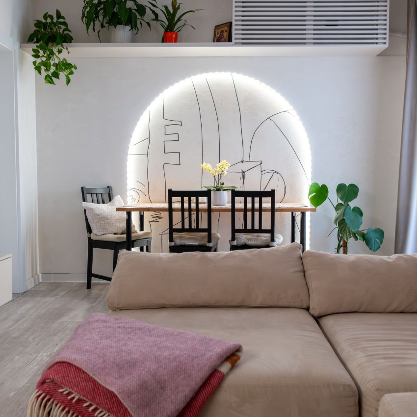 Tapet abstract Flight of Fancy cu linii simple, perfect pentru un decor modern.