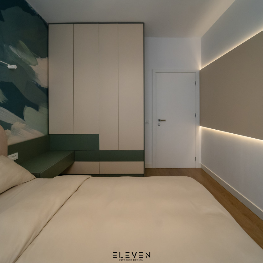 Tapet abstract cu nuanțe de verde și alb,  Seafoam Cloudbank