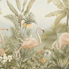 Foto tapet 3D Flamingo Eden - Sepia, personalizat, Photowall