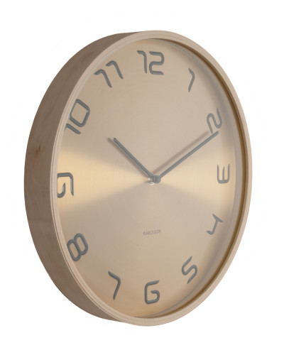 Ceas de perete Bent de lemn auriu, Karlsson