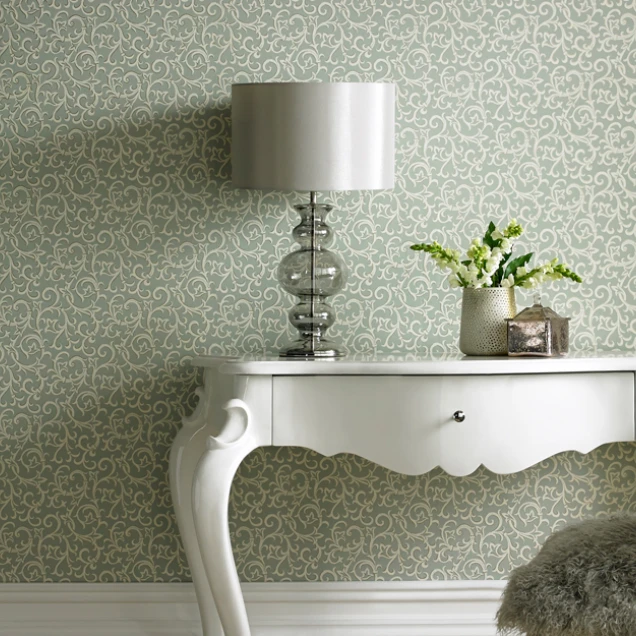 Tapet Brodsworth Seafoam Green Luxury Patterned
