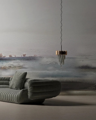 Tapet abstract modern cu design YO2, în tonuri de gri, albastru și maro