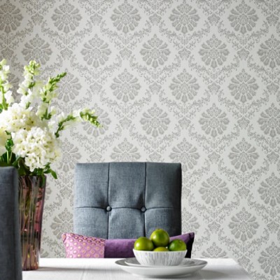 Broughton, Grey Luxury Damask, 1838 Wallcoverings, 5.3mp / rola