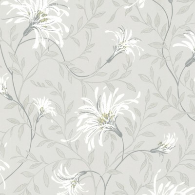 Tapet floral gri închis cu flori albe delicate