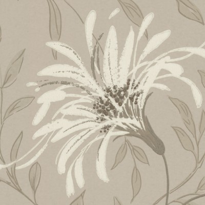 Tapet floral cu flori albe delicate pe un fundal crem.