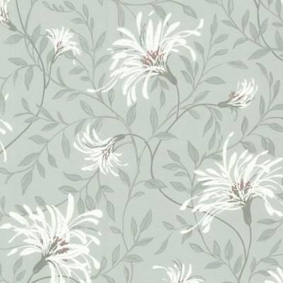 Tapet cu flori albe delicate pe un fundal albastru deschis.
