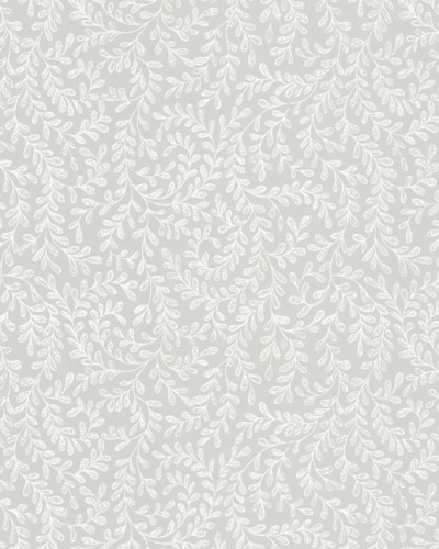 Tapet cu model de frunze delicate in nuante de gri