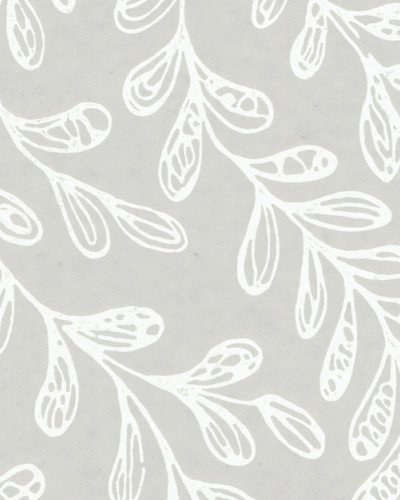 Tapet cu model de frunze delicate in nuante de gri