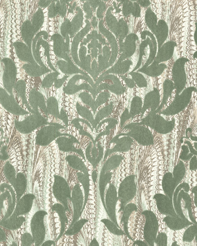 Faversham, Seafoam Green Luxury Flock, 1838 Wallcoverings, 5.3mp / rola