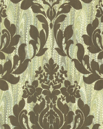 Faversham, Moss Green Luxury Flock, 1838 Wallcoverings, 5.3mp / rola