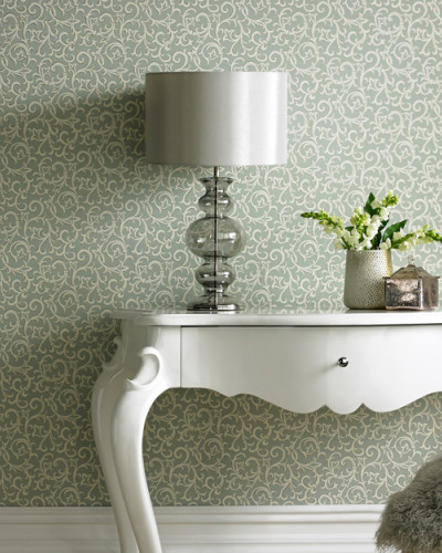Tapet Brodsworth Seafoam Green Luxury Patterned