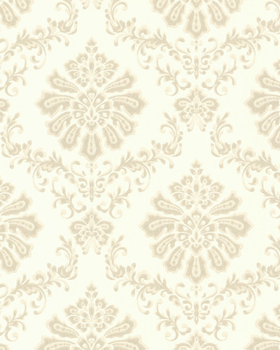 Tapet cu model damasc elegant, de culoare crem, cu design fin si accente florale.