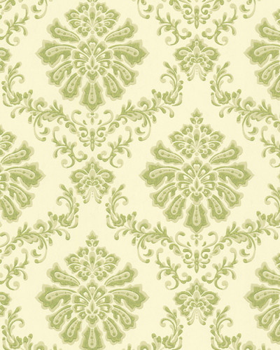 Tapet cu model floral verde deschis, damasc