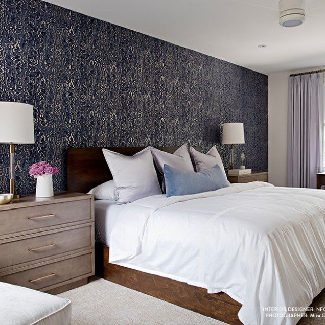 Tapet Avington Luxury Moire Navy Blue