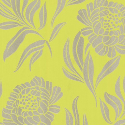 Tapet floral elegant, in nuante de verde lime si argintiu.