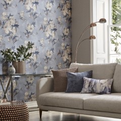 Tapet Madama Butterfly, Denim Blue Luxury Floral, 1838 Wallcoverings, 5.3mp / rola