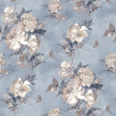 Tapet Madama Butterfly, Denim Blue Luxury Floral, 1838 Wallcoverings, 5.3mp / rola