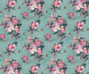 Tapet Madama Butterfly, Teal Green Luxury Floral, 1838 Wallcoverings, 5.3mp / rola