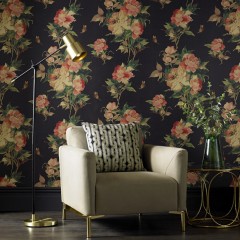 Tapet Madama Butterfly, Ebony Black Luxury Floral, 1838 Wallcoverings, 5.3mp / rola