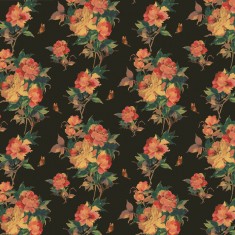 Tapet Madama Butterfly, Ebony Black Luxury Floral, 1838 Wallcoverings, 5.3mp / rola