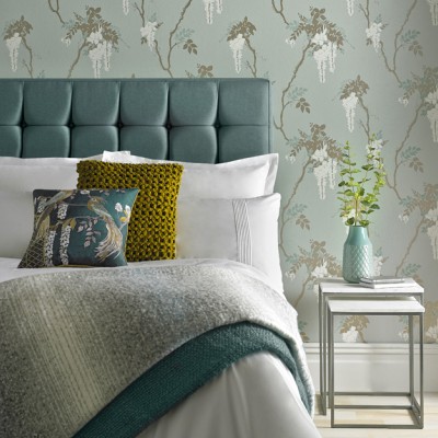 Tapet Leonora, Teal Green Luxury Floral, 1838 Wallcoverings, 5.3mp / rola, Tapet living 