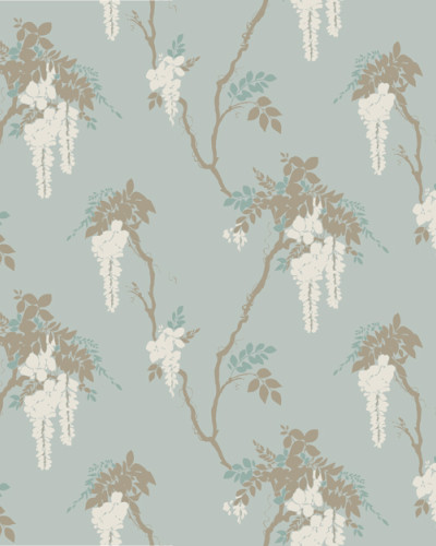 Teal Green Luxury Floral Wallpaper with a delicate floral design