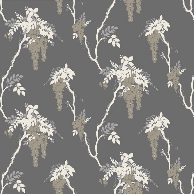Tapet Leonora, Gri Lux Floral, cu un design floral delicat, în tonuri de gri, cu o textură florală.