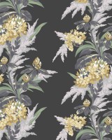 Aurora, Jet Black Luxury Floral, 1838 Wallcoverings, 5.3mp / rola