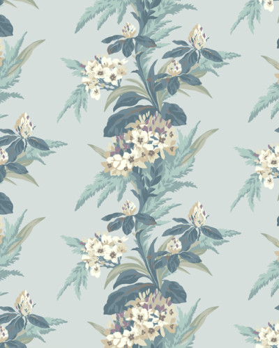 Tapet floral verde de mare cu flori luxuriante