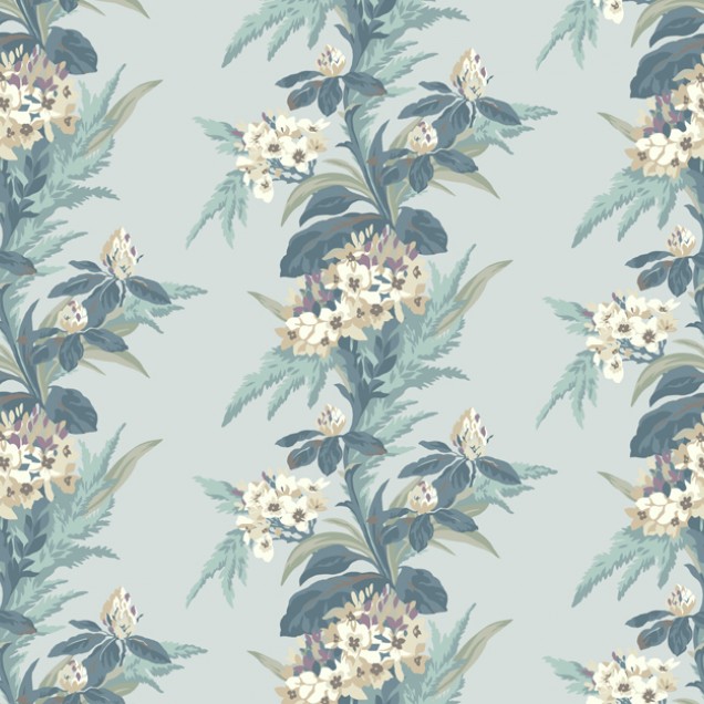 Tapet floral verde de mare cu flori luxuriante