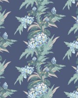 Aurora, Lagoon Blue Luxury Floral, 1838 Wallcoverings, 5.3mp / rola