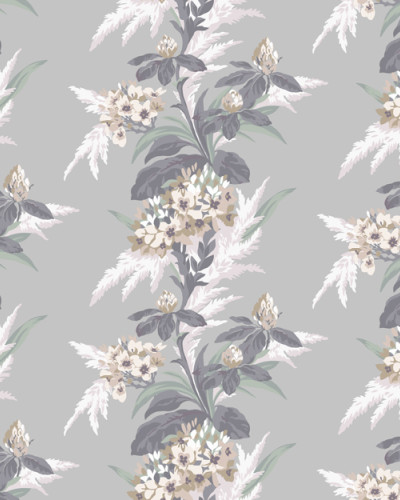 Tapet floral de lux Aurora Mist Grey, cu un design elegant și sofisticat, perfect pentru dormitoare, livinguri sau holuri.