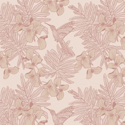 Hummingbird, Beach Pink Luxury Bird, 1838 Wallcoverings, 5.3mp / rola