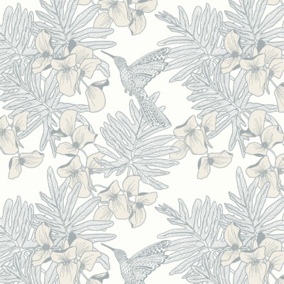 Tapet Hummingbird, Mist Grey Luxury Floral, 1838 Wallcoverings, 5.3mp / rola, Tapet living 