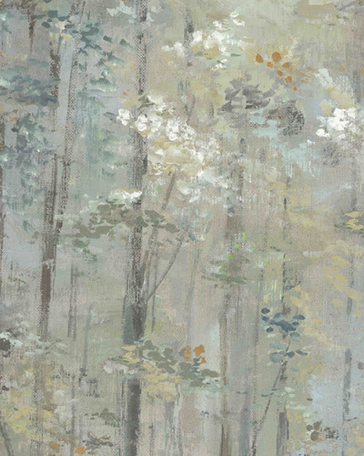 Glade Moss Green Luxury Tree - Tapet cu design de pădure în nuanțe de verde mușchi și albastru deschis.