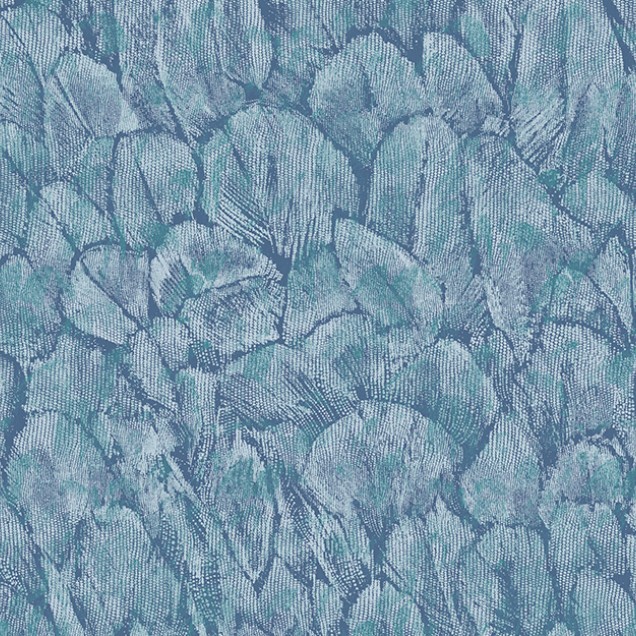 Tapet elegant cu pene de lux în nuanțe de albastru turcoaz. Textura unică și designul minimalist o fac o alegere perfectă pentru a crea un spațiu relaxant și modern.