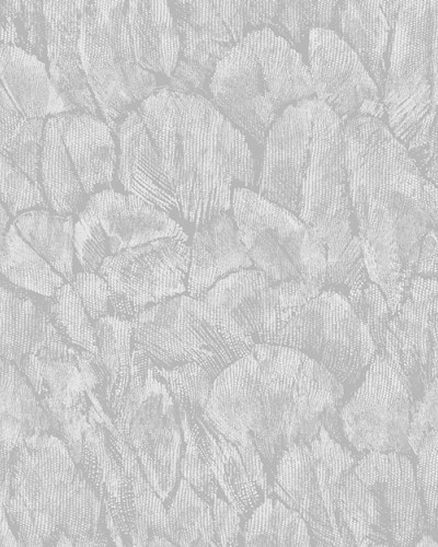 Tapet Tranquil, Mist Grey Luxury Feather cu textură luxoasă, în nuanțe delicate de gri, cu design cu pene delicate