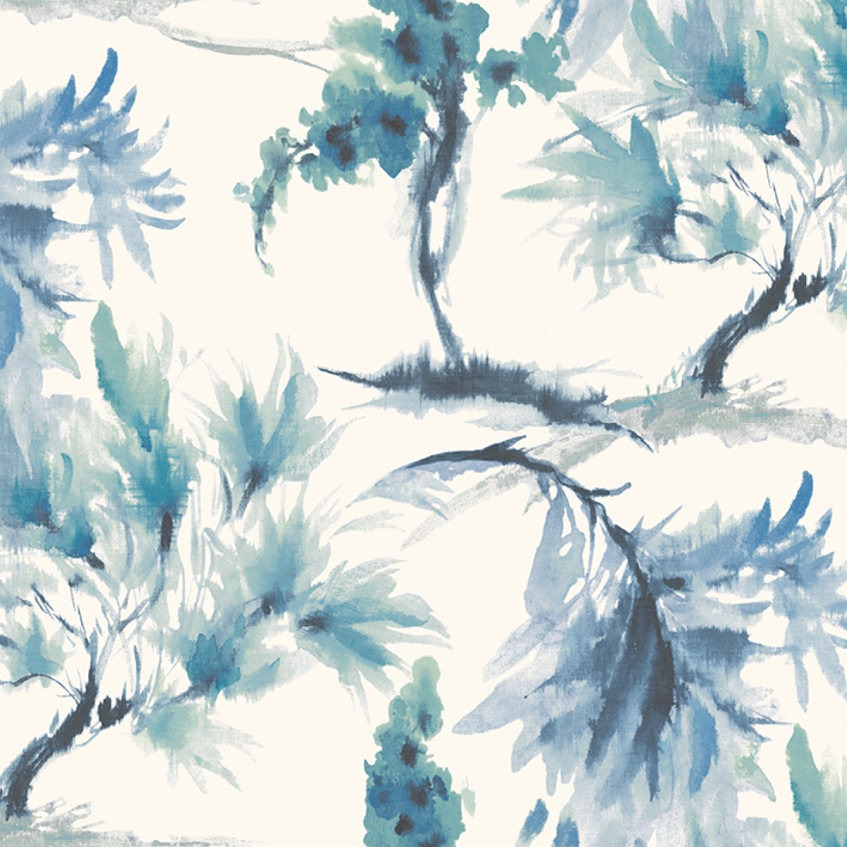 Tapet Mimosa, Aquamarine Blue Luxury Floral, 1838 Wallcoverings, 5.3mp / rola, Tapet living 