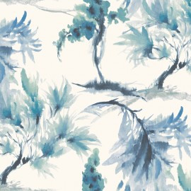 Tapet Mimosa, Aquamarine Blue Luxury Floral, 1838 Wallcoverings, 5.3mp / rola