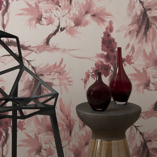 Mimosa, Pink Stucco Luxury Floral, 1838 Wallcoverings, 5.3mp / rola